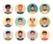 Collection of male avatars portraits in a round icon, communication, people, web, feedback, chat. Vector illustration in a flat st