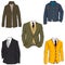 Collection of man business jackets. Different color combinations. Vector illustration