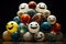 a collection of marbles forming the shape of a smiling face