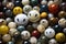 a collection of marbles forming the shape of a smiling face