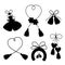 Collection Martisor holiday silhouettes. Martenitsa talisman. Isolated vector black drawings amulets. Moldovan, Romanian
