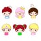 Collection of member icon - cute little girl and boy. Kawaii user portrait set. Cute cartoon characters