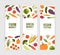 Collection of modern vertical banner templates with fresh organic delicious vegetables and place for text. Vector