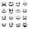 Collection of monochrome halloween pumpkin face vector flat illustration horror facial decoration