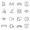 Collection of monochrome optometry icons vector ophthalmology vision healthcare medical science