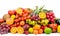 Collection multi-colored vegetables, fruits and berries isolated