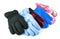 Collection of multicolor ski gloves varied in size