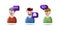 Collection multicolored human personal symbols cyberspace user staff avatar or web member 3d icon isometric vector