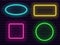 Collection of multicolored neon frames for advertising and web design