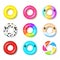 Collection multicolored realistic rubber swim ring top view vector illustration swimming ring toy