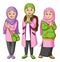 The collection of the muslim traveler girl giving the greeting