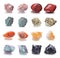 Collection of natural mineral specimens, gem stones isolated