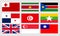 a collection of nine country flags consisting of the flags of Singapore, Panama, the United Kingdom, and several other countries