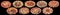 Collection of Nine Plateful Garnished Appetizer Savory Dishes Isolated on Black Background