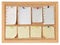 Collection of note papers on cork board