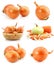 Collection of onion vegetable fruits isolated