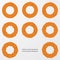 Collection of orange color arrow circle flows. vector.