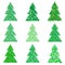 Collection of original green spruces.Vector illustration