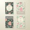 Collection of ornamental colored antique floral card vector templates