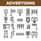 Collection Outdoor Advertising Icons Set Vector