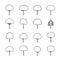 Collection of outline Trees. Vector icons.