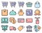 Collection of outlined pixel finance icons