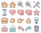 Collection of outlined pixel icons