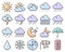 Collection of outlined pixel weather icons