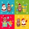Collection Oxes Characters and Santa Clauses. Happy New Year 2021