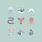 Collection pack circle icon group set of aquatic animal wildlife underwater deep sea fish