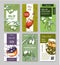 Collection of package vertical label olives vector flat sticker organic olive oil extra virgin