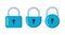 Collection of Padlocks. Lock for safety and security protection. Locked secure mechanism, locking system. Vector illustration