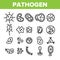 Collection Pathogen Elements Vector Sign Icons Set