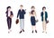 Collection of people dressed in smart clothing. Set of male and female clerks or office workers. Bundle of men and women