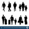 Collection of people silhouettes wearing medical masks preventing air pollution and virus , vector illustration