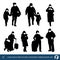 Collection of people silhouettes wearing medical masks preventing air pollution and virus , vector illustration