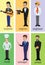 Collection of people workers of various different occupations or profession wearing professional uniform set