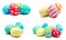 Collection of photos perfect colorful handmade easter eggs isolated