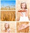 Collection of photos wheat field and little girl