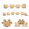 Collection of Pieces of wooden puzzle  isolated on white background