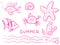 Collection pink cute summer illustrations