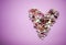 Collection of Pink glass beads shaped into a heart