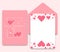 Collection of pink white colored Valentine`s day card