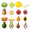 Collection of pixel exotic fruits