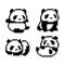 Collection of pixel panda 8 bit. vector illustration