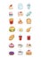 Collection of pixelated food icons. Vector illustration decorative design