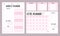 Collection of planners and organizers. Daily and monthly planner, to-do list, notes and habit tracker in pink. Vector