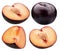 Collection of plums isolated on a white background