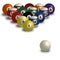 Collection of pool balls, snooker ball on white background with shadow