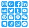 Collection of popular blue social media icons